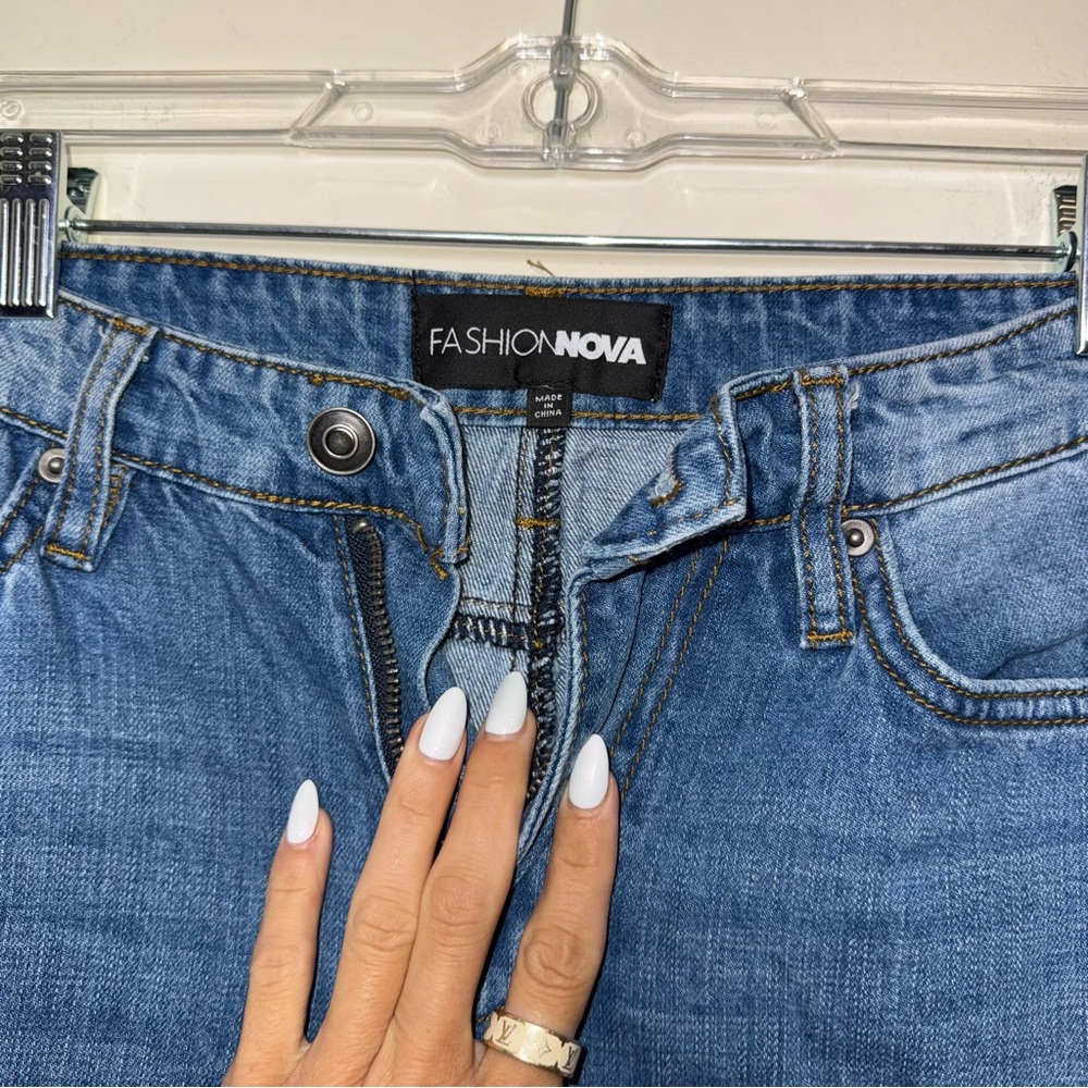 🖤Fashion Nova Blue Wide Leg Cargo Jeans - Picture 5 of 8